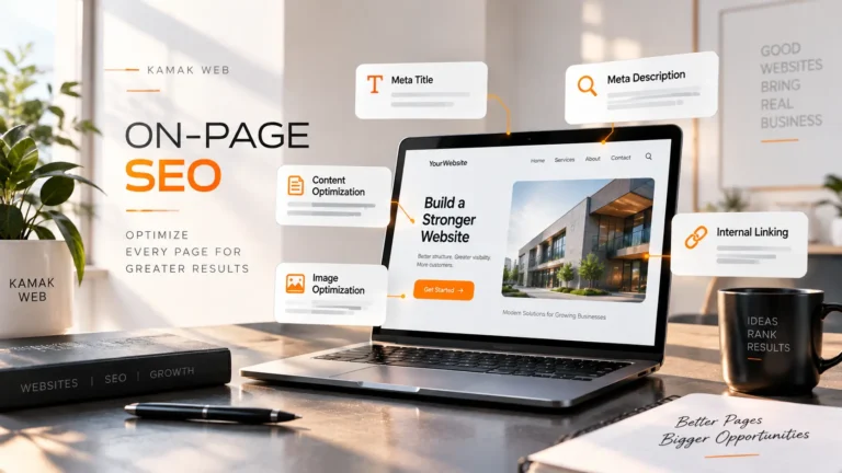 On-page SEO services checklist on a laptop