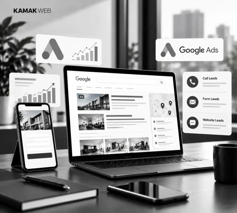 Google Ads management dashboard with call and lead results