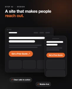 Modern website design mockup on desktop and mobile with a clear Get a Free Quote button