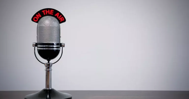 Vintage ON THE AIR microphone on a desk